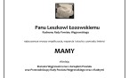 Kondolencje dla Pana Leszka Łozowskiego