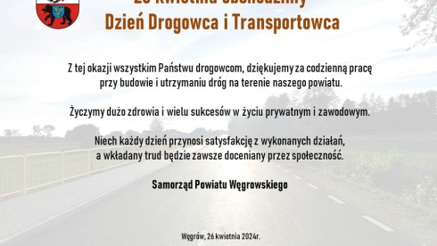 Życzenia z okazji Dnia Drogowca i Transportowca