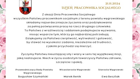 Życzenia z okazji Dnia Pracownika Socjalnego